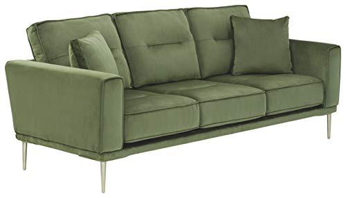 Rent To Own Ashley Furniture Industries Signature Design By Ashley   Signature Design By Ashley Macleary Modern Velvet Glam Sofa With Brass Metal Legs, Green